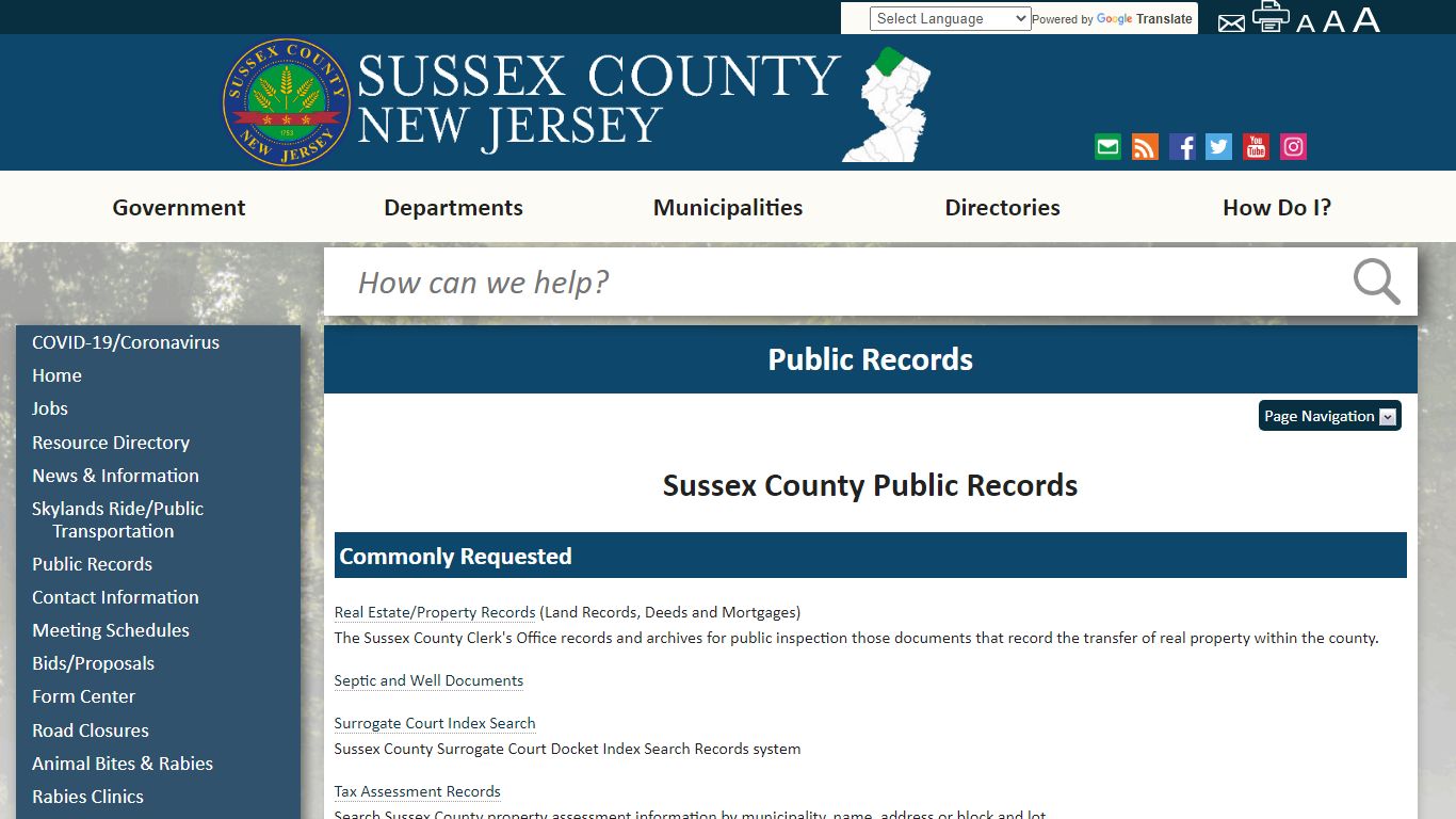 Public Records - Sussex County