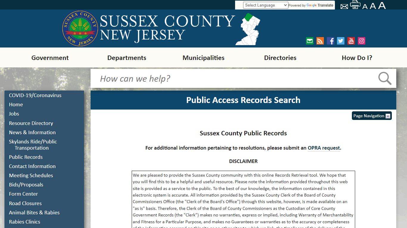 Public Access Records Search - Sussex County
